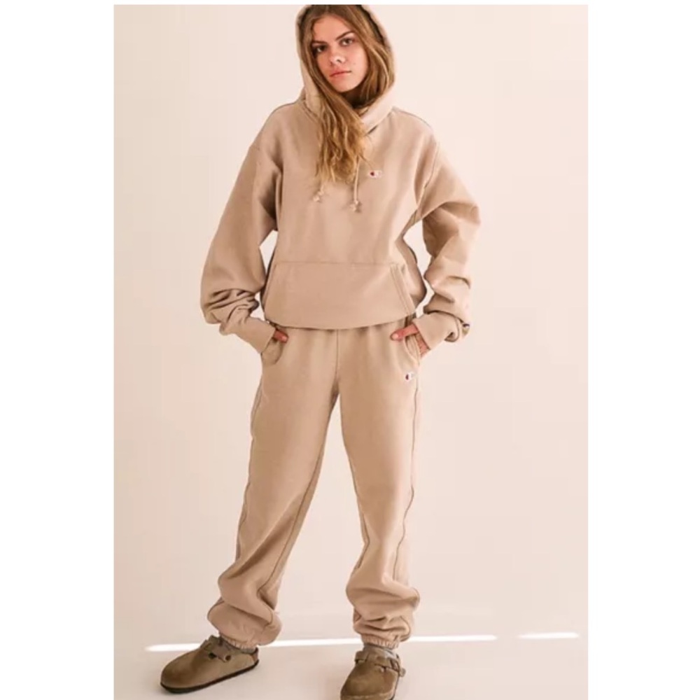 Champion Classic Logo, SET, Sweatshirt & Sweatpants, Tan color